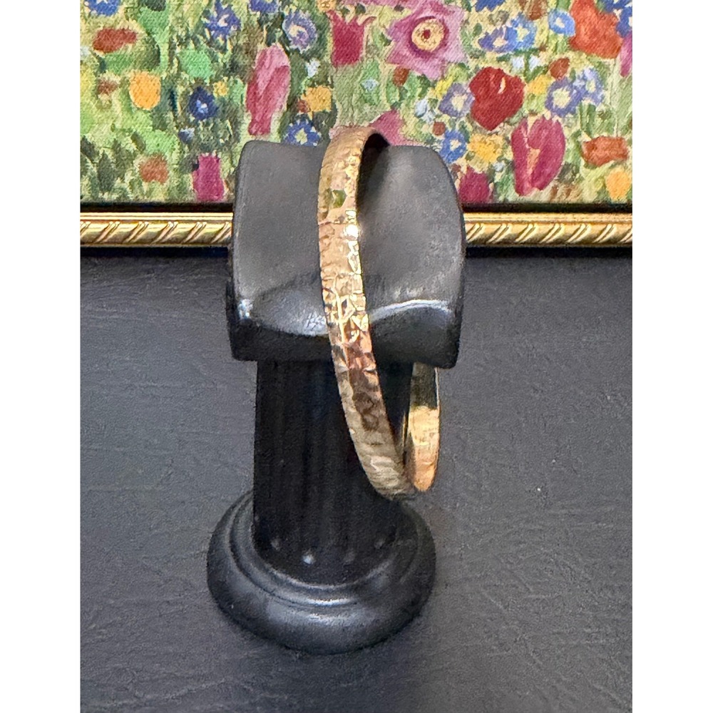 Hammered Metal Bangle Bracelet‎ Womens Gold Tone Textured Boho